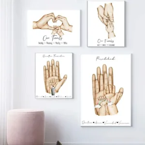 Family Hand Poster, Nordic Art Print, Minimalist Canvas, Living Room Decor, Unique Home Gift, Multiple Styles, Unique Gif