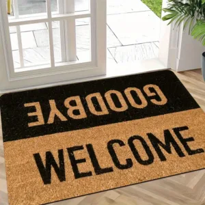 Elegant Welcome Goodbye Doormat - Durable Hand/Machine Washable, Easy Clean for Indoor/Outdoor Entryway, Home Decor & Gift