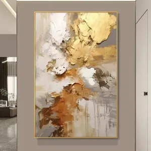 Large Size Contemporary Hand-painted Abstract Picture Golden Foil Oil Paintings On Canvas Bedroom Home Decoration Unframed
