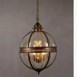 American Retro Industrial Style Pendant Light Round Glass Ball LED Hanging Lamp Living Room Hotel Luxury Home Decoration Fixture