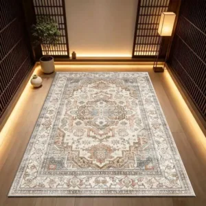 Vintage Persian Rug, Soft & Comfortable, All Seasons, Easy to Maintain, Machine Washable, Indoor Floor Mat for Living Room, Bedroom, Dining Room, Hallway, Office, Patio, Home & Outdoor Decor