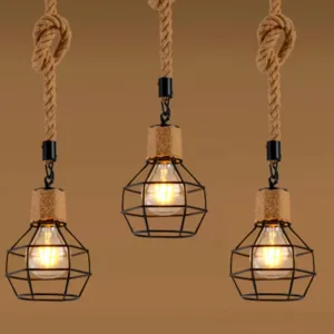 Vintage Pendant Light Hemp Rope Iron Art Industrial Style Originality Reminiscence Saloon Shop Interior Lighting Chandelier E27