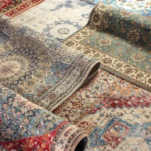 VIKAMA Washable Foldable Imitation Cashmere Carpet Entry Door Mat Persian Retro Style Living Room Bedroom Bed Soft Mat