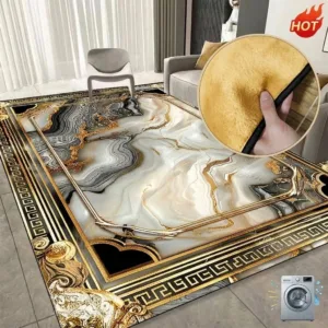 Modern Golden Frame Luxury Carpet Washable Lounge Rug Large Area Living Room Sofa Decoration Rug Bedroom Decor Bedside Floor Mat