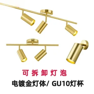 Lighting for Living Room Modern Simple Led Spotlight Gold Track Spotlight Brass Cloakroom Room Background Wall Ceiling Light
