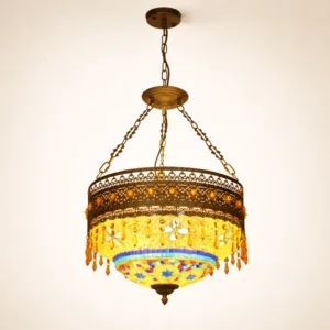 Turkish Mosaic Pendant Light Vintage Moroccan Chandelier Ceiling Lamp Handmade Colorful Glass Hanging Lamp for Living Room Decor