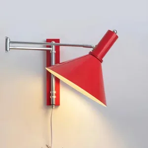 Bauhaus Rocker Wall Lamp With Plug Foldable Bedroom Besides Retro Bedside Wall Reading Wiring Free Rotatable LED Wall Light