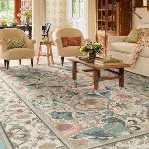 Carpet for Living Room French-Style Green Floral Branch Rug Bedroom Mat Machine Washable Non-Slip Floor Mats Home Decor Ковер