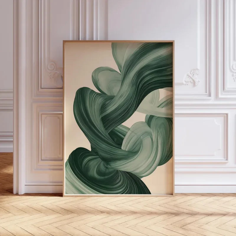 Sage Green Mid Century Modern Wall Art, Modern Abstract Art Print, Japandi Wall Art, Sage Green Poster, Above Couch Art, Prin