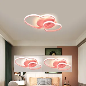 Heart Shape LED Ceiling Light 42W 2080lm 3500-6500K Dimmable 10-100 Brightness with Remote Control Timing 0.5-1H Memory Function for Bedroom Kids Room Living Room Pink