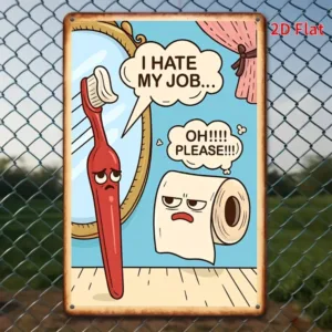 Rustic Funny Bathroom Tin Sign 8x12 Inch Waterproof Aluminum Wall Art Durable Restroom Toilet Decor