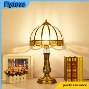 Nordic Retro Simple Luxury Gold Copper Table Lamp, Warm Villa Living Room Study Bedroom Bedside Decoration Lighting Fixtures