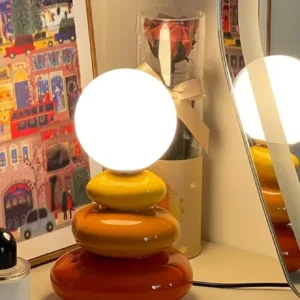 Orange/Blue/Gray Ceramics LED Table Lamp for Bedroom Desk Mood Light Lamp Bedside Table Moon Stromatolite Room Decorating Items