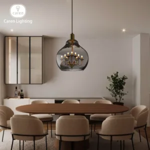 Caren Crystal Dreamy Light Giant Chandelier Black Electroplated Transparent Glass King Edison Ghost Hand-Blown Pendant Light