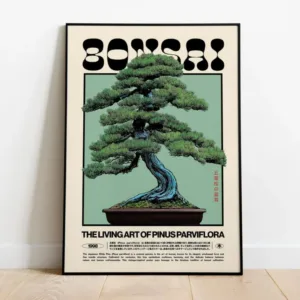 A Frameless Retro Japanese Aesthetic Bonsai Art Print-retro White Pine Canvas Poster for Living Room  Bedroom Wall Decoration