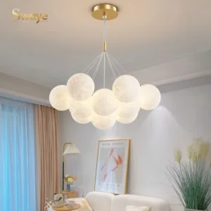 Modern Minimalist LED Ceiling Pendant Lamps Design Cream Ball Chandelier Light Home Decor for Living Dinning Room Bedroom Indoor