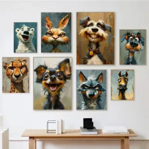 Funny Animals Dog Cat Polar Bear Laugh Posters Prints Wall Art Canvas Paintings Cute Animals Home Bathroom Decor Mural Cuadros