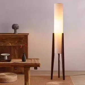 Nordic Retro Solid Wood Living Room Floor Lamp, Fabric Original Wood Floor Lamp, Room Decoration Lighting Floor Lamp