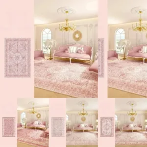 Pink Living Room Carpet Light Luxury High-end Persian Bedroom Bedside Rug Large Area Retro Velvet Floor Mat
