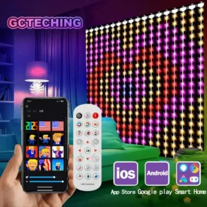 RGB Curtain String Lights Music Sync Text Display Fairy Light LED App Controlled DIY Christmas Curtain Light Wall Room Decor