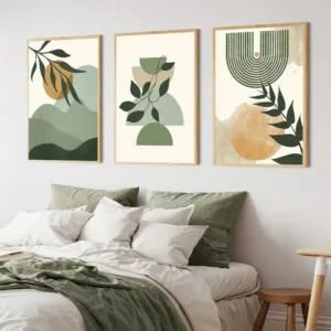 1pc frameless Bohemian Sage Green Canvas Painting Posters Nordic Abstract Plant Leaves Wall Art Print Pictures for Living Room H