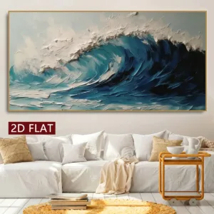 1pc frameless Canvas Painting 2D Flat Modern Abstract Ocean Wave Canvas Wall Art, Frameless  Ocean Landscape Canvas Prints for L