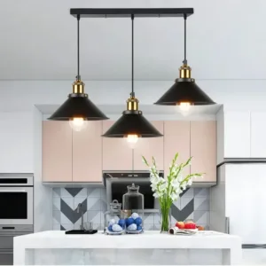1/2/3 Heads Black Modern Design Pendent Ceiling Light Vintage Hanging Lampshade for Home Living Room Kitchen Decorative Lighting