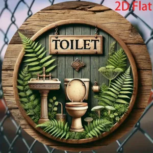 Funny Forest Theme Metal Sign 20cm Round – Quirky Wall Decor for Bathroom, Bar, Cabin or Outdoor Porch