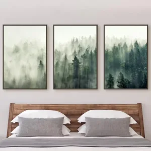 Abstract Sage Green Mountains Wall Art Print Poster Modern Watercolor Nature Landscape Forest Canvas Painting Home Decor