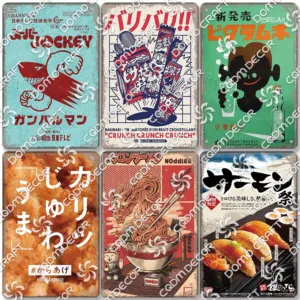 Japanese Drinks Foods Tin Signs, Sweet Shrimp Vintage Poster, Retro Noodles Sushi Metal Plaque, Izakaya Pub Kitchen Wall Decor