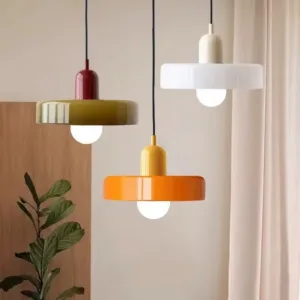 Large Vintage Yellow Glass LED Chandelier Pendant Light Modern Hanging Lamp for Bedroom Living Room Dining Room Kitchen Island