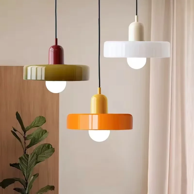 Large Vintage Yellow Glass LED Chandelier Pendant Light Modern Hanging Lamp for Bedroom Living Room Dining Room Kitchen Island