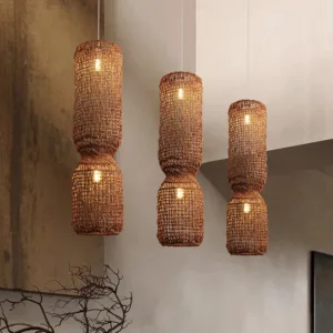 Loft Chandelier 2024 New Staircase Chandelier Ceiling Light Wabi-sabi Style Duplex Villa High Living Room Creative Rattan Lamps