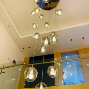 2026 New Modern Spiral Staircase Lighting Chandelier Long Chandelier Living Room Villa Loft Dining Room Crystal Ball Lamp