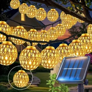 Moroccan Ball Lamp Iron Art LED Light Strip Solar Light String Suitable for Outdoor Party Courtyard and Garden Decoration