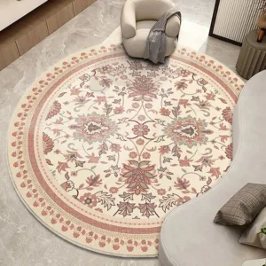 VIKAMA Vintage Persian Bohemian Round Loop-pile Rug Premium Ethnic Mandala Living Room Bedroom Floor Mats Home Decor Rugs