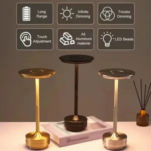 Wireless Simple Decorative Table Lamp Infinitely Dimmable Atmosphere Classic Retro Portable Rechargeable Touch Desk Lamp