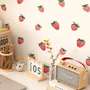 Pink Strawberry Self-Adhesive Vinyl Wall Stickers for Kids Boys Bedroom Home Room Decorations Child Bedroom Wall Art