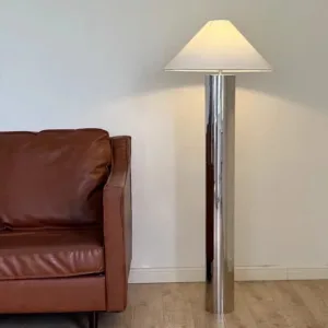 Modern Bamboo Hat Stainless Steel Floor Lamp Simple New Chinese Style Restaurant Living Room Study Designer Desk Decor LED Light
