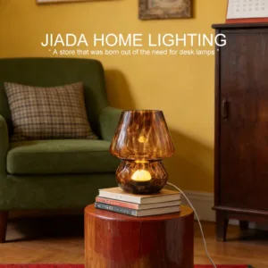 Colorful Glass Mushroom Table Lamp Bedside Lamp Cream Style Simple Girly Atmosphere Lamp Bedroom Decoration Lamp