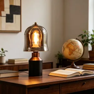 Modern Black Brown Wood Table Lamp Amber Grey Glass E27 Bulb EU AU US Plug For Bedroom Parlor Reading Desk Lights