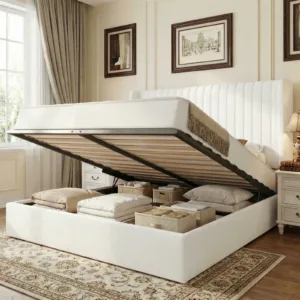 HOOMIC Full/Queen/King Lift Up Storage Bed Frame, Hydraulic Support System, Upholstered Platform Bed Frame, Underneath Storage,