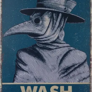 Retro Signs Wash Your Hands Vintage Metal Tin Signs Plague Doctor Wall Decor Funny Bathroom Signs Restroom Decor Guest Wall D