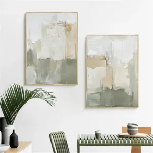 Light green abstract paintings set of 2 neutral sage green prints modern minimalist posters abstract art wall decor home decor