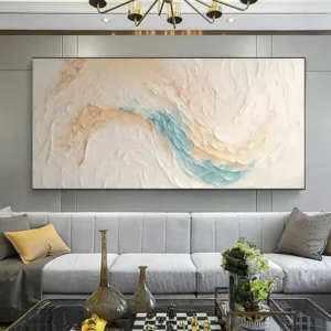 Abstract Minimalist Beach Oil Painting on Canvas Large Wall Art Original Texture Ocean Wave Painting Custom Painting Wall Decor
