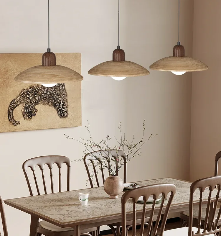 Modern Wood Grain Vintage Glass Ball Pendant Light Bedroom Study Bedside Pendant Lamp Living Dining Table Home Lighting Fixture