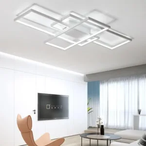 60W led Low Ceiling Light with Remote Geometric Square Ceiling Lamp Minimalist Flush Mount Light Fixture for Living Room Bedroom