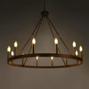 Luxury Industrial Style Black Metal Candle LED Pendant Light Living Dining Room Indoor Home Hang Decorative Atmosphere Fixture