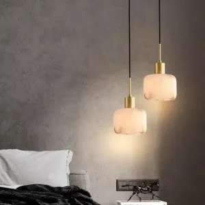 Brass Modern LED Alabaster Chandelier, Marble Copper Design Round Square Bedroom, Living , Dining Room, Hotel Interior Lighting