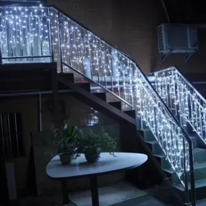 4Mx0.6M Curtain LED Icicle String Lights EU Plug Christmas Garland Droop Light Wedding Garden Street Outdoor Decorative Lighting